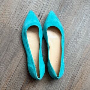 Talbots Teal Suede Pointed-Toe Flats NWT